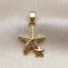 Dije Elegante 05.341.0120 Oro Laminado, Diseño de Estrella, con Micro Pave Blanca, Pulido, Tono Dorado
