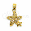 Dije Elegante 05.341.0120 Oro Laminado, Diseño de Estrella, con Micro Pave Blanca, Pulido, Tono Dorado