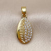 Dije Elegante 05.341.0121 Oro Laminado, Diseño de Concha, con Zirconia Cubica Blanca, Pulido, Tono Dorado