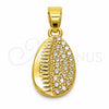 Dije Elegante 05.341.0121 Oro Laminado, Diseño de Concha, con Zirconia Cubica Blanca, Pulido, Tono Dorado