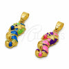 Dije Elegante 05.341.0123.1 Oro Laminado, Diseño de Caballo de Mar, Esmaltado Multicolor, Tono Dorado