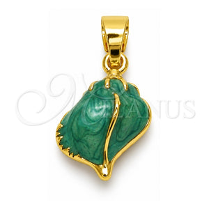 Dije Elegante 05.341.0124 Oro Laminado, Diseño de Caracol, Esmaltado Turquesa, Tono Dorado