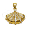 Dije Elegante 05.341.0129 Oro Laminado, Diseño de Concha, con Micro Pave Blanca y Zirconia Cubica Blanca, Pulido, Tono Dorado