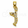 Dije Elegante 05.341.0130 Oro Laminado, con Micro Pave Blanca y Zirconia Cubica Negro, Pulido, Tono Dorado