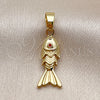 Dije Elegante 05.341.0133 Oro Laminado, Diseño de Pescado, con Zirconia Cubica Granate, Pulido, Tono Dorado