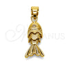 Dije Elegante 05.341.0133 Oro Laminado, Diseño de Pescado, con Zirconia Cubica Granate, Pulido, Tono Dorado