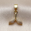 Dije Elegante 05.341.0134 Oro Laminado, Diseño de Pescado, con Micro Pave Blanca, Pulido, Tono Dorado
