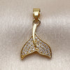 Dije Elegante 05.341.0136 Oro Laminado, Diseño de Pescado, con Zirconia Cubica Blanca, Pulido, Tono Dorado
