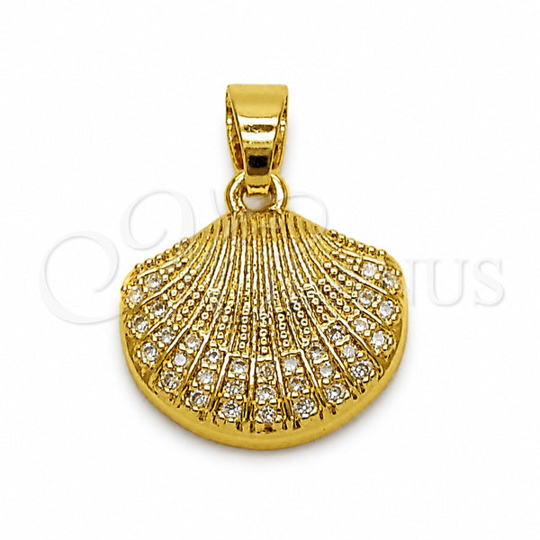 Dije Elegante 05.341.0137 Oro Laminado, Diseño de Concha, con Zirconia Cubica Blanca, Pulido, Tono Dorado