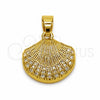 Dije Elegante 05.341.0137 Oro Laminado, Diseño de Concha, con Zirconia Cubica Blanca, Pulido, Tono Dorado