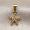 Dije Elegante 05.341.0138 Oro Laminado, Diseño de Estrella, con Micro Pave Blanca, Pulido, Tono Dorado