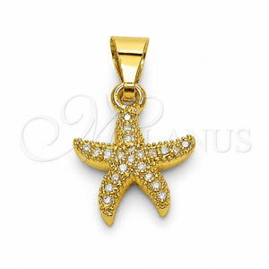 Dije Elegante 05.341.0138 Oro Laminado, Diseño de Estrella, con Micro Pave Blanca, Pulido, Tono Dorado