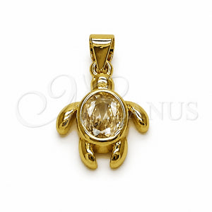 Dije Elegante 05.341.0141 Oro Laminado, Diseño de Tortuga, con Zirconia Cubica Blanca, Pulido, Tono Dorado
