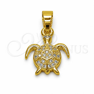 Dije Elegante 05.341.0143 Oro Laminado, Diseño de Tortuga, con Micro Pave Blanca, Pulido, Tono Dorado