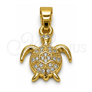 Dije Elegante 05.341.0143 Oro Laminado, Diseño de Tortuga, con Micro Pave Blanca, Pulido, Tono Dorado
