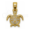 Dije Elegante 05.341.0143 Oro Laminado, Diseño de Tortuga, con Micro Pave Blanca, Pulido, Tono Dorado