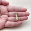 Dije Elegante 05.341.0145 Oro Laminado, Diseño de Caracol, con Zirconia Cubica Blanca, Pulido, Tono Dorado