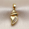 Dije Elegante 05.341.0145 Oro Laminado, Diseño de Caracol, con Zirconia Cubica Blanca, Pulido, Tono Dorado