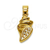 Dije Elegante 05.341.0145 Oro Laminado, Diseño de Caracol, con Zirconia Cubica Blanca, Pulido, Tono Dorado