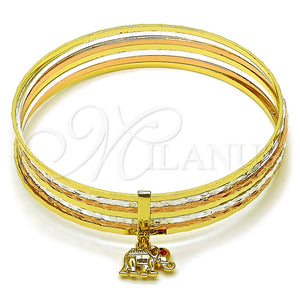 Aro Semanario 07.253.0014.06 Oro Laminado, Diseño de Elefante, con Cristal Granate, Diamantado, Tres Tonos (Grosor 13 MM, Talla 6 (2,75 de Diámetro))