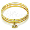 Aro Semanario 07.253.0014.06 Oro Laminado, Diseño de Elefante, con Cristal Granate, Diamantado, Tres Tonos (Grosor 13 MM, Talla 6 (2,75 de Diámetro))