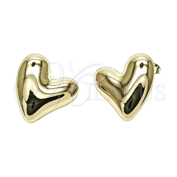 Arete Dormilona 02.468.0004 Oro Laminado, Diseño de Corazón, Pulido, Tono Dorado