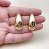 Arete Dormilona 02.468.0007 Oro Laminado, Diseño de Gota, Pulido, Tono Dorado
