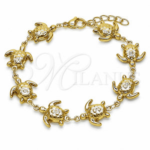 Pulsera Elegante 03.213.0450.07 Oro Laminado, Diseño de Tortuga y Hueco, Pulido, Tono Dorado (Grosor 15 MM, 7 Pulgadas de Largo)