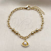 Pulsera de Dije 03.213.0451.07 Oro Laminado, Diseño de Concha y Bola, con Perla Marfil, Pulido, Tono Dorado (Grosor 05 MM, 7 Pulgadas de Largo)