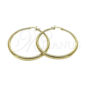 Argolla Grande 02.213.0968.50 Oro Laminado, Diseño de Hueco, Diamantado, Tono Dorado