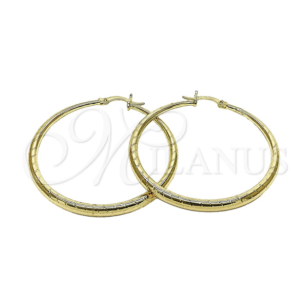 Argolla Grande 02.213.0968.50 Oro Laminado, Diseño de Hueco, Diamantado, Tono Dorado