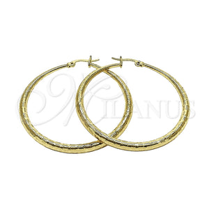 Argolla Grande 02.213.0969.50 Oro Laminado, Diseño de Hueco, Pulido, Tono Dorado