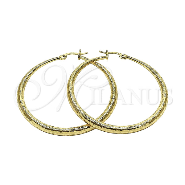 Argolla Grande 02.213.0969.50 Oro Laminado, Diseño de Hueco, Pulido, Tono Dorado
