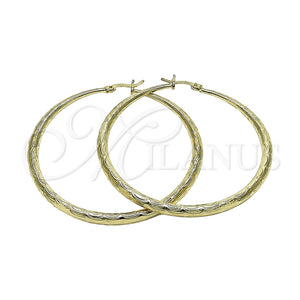 Argolla Grande 02.213.0971.60 Oro Laminado, Diseño de Hueco, Pulido, Tono Dorado