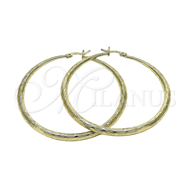 Argolla Grande 02.213.0971.60 Oro Laminado, Diseño de Hueco, Pulido, Tono Dorado