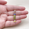 Dije Elegante 05.454.0001.2 Oro Laminado, Diseño de Pescado, Esmaltado Azul, Tono Dorado