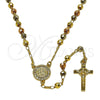 Rosario Fino 09.469.0002.22 Oro Laminado, Diseño de San Benito y Disco, con Micro Pave Blanca, Diamantado, Tres Tonos
