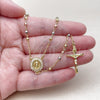 Rosario Fino 09.469.0006.24 Oro Laminado, Diseño de Guadalupe y Crucifijo, con Zirconia Cubica Blanca, Diamantado, Tres Tonos