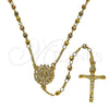 Rosario Fino 09.469.0006.24 Oro Laminado, Diseño de Guadalupe y Crucifijo, con Zirconia Cubica Blanca, Diamantado, Tres Tonos