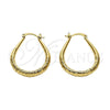 Argolla Mediana 02.170.0622.30 Oro Laminado, Diseño de Hueco, Diamantado, Tono Dorado