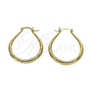 Argolla Mediana 02.170.0622.35 Oro Laminado, Diseño de Hueco y Gota, Diamantado, Tono Dorado