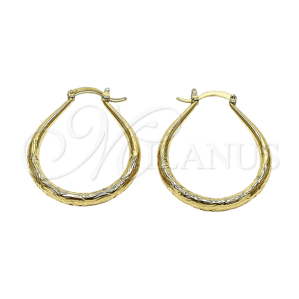 Argolla Mediana 02.170.0622.35 Oro Laminado, Diseño de Hueco y Gota, Diamantado, Tono Dorado