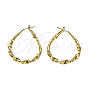 Argolla Mediana 02.170.0623.35 Oro Laminado, Diseño de Gota y Hueco, Pulido, Tono Dorado