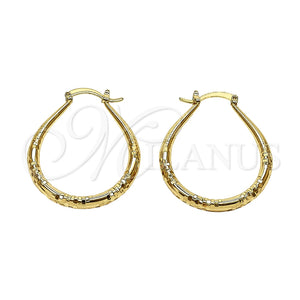 Argolla Mediana 02.170.0625.35 Oro Laminado, Diseño de Gota y Hueco, Diamantado, Tono Dorado