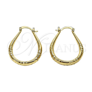 Argolla Mediana 02.170.0625.30 Oro Laminado, Diseño de Gota y Hueco, Diamantado, Tono Dorado