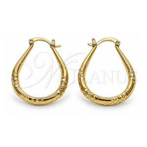 Argolla Mediana 02.170.0625.30 Oro Laminado, Diseño de Gota y Hueco, Diamantado, Tono Dorado