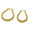 Argolla Mediana 02.170.0625.30 Oro Laminado, Diseño de Gota y Hueco, Diamantado, Tono Dorado