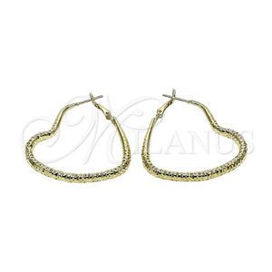 Argolla Mediana 02.170.0627.45 Oro Laminado, Diseño de Corazón y Hueco, Diamantado, Tono Dorado