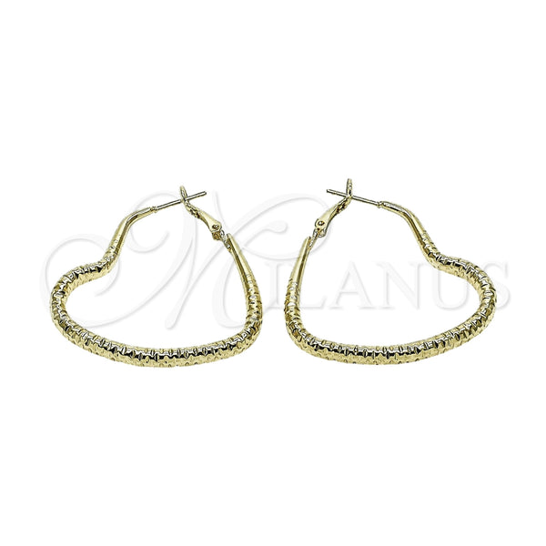 Argolla Mediana 02.170.0627.45 Oro Laminado, Diseño de Corazón y Hueco, Diamantado, Tono Dorado
