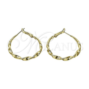 Argolla Mediana 02.170.0628.40 Oro Laminado, Diseño de Torcido y Hueco, Pulido, Tono Dorado